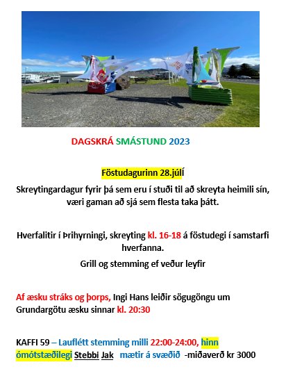 Hátíðardagskrá 28. júlí 2023 isl