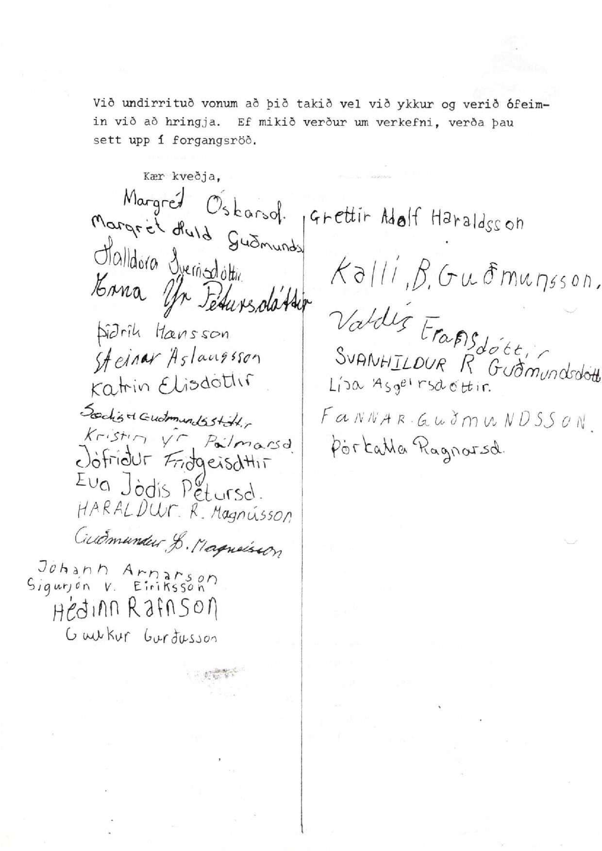 Vinnuskólinn 1986 Gamalt bréf frá vinnuskólakrökkum til íbúa Grundarfjarðar