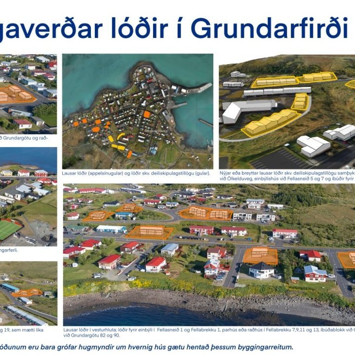 Yfirlitsmynd yfir áhugaverðar lóðir í Grundarfirði