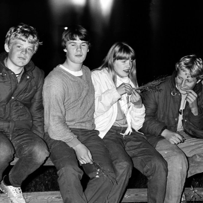 Krakkafjör að kvöldi. Ægir Már Elisson, Árni Jóhannes Bragason, Elínrós Margrét Jónsdóttir, Kristján Magni Oddsson og Bjarki Sæþór Aðalsteinsson.