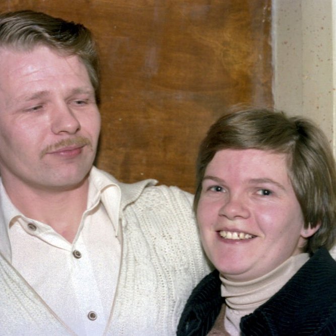 Hjónin Hannes og Kidda á Hlíðarvegi 7. Hannes Friðsteinsson og Kristjana Vilborg Árnadóttir.