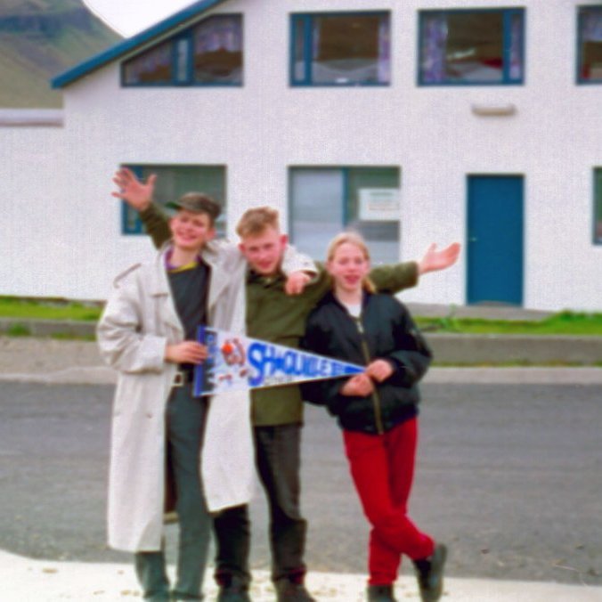 Þessi mynd er ekki skýr en ákaflega skemmtileg af þessum ungu félögum, talið frá vinstri Bjarki Þór Alexandersson, Hörður Pálsson og Tómas Freyr Kristjánsson.