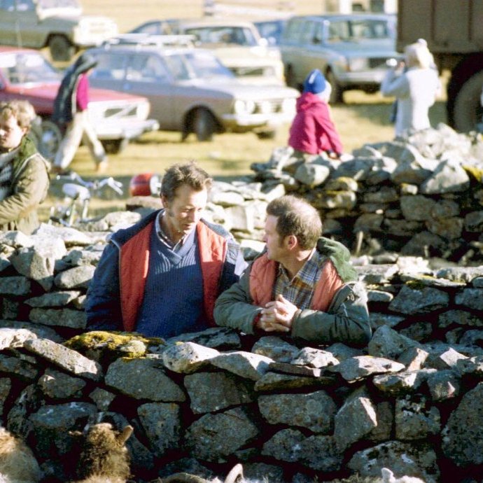 Grundarrétt fyrir all mörgum árum. Þessi skemmtilega og bjarta mynd sýnir stemninguna sem var þegar réttað var í Grundarrétt og var árlegur viðburður í nokkra áratugi eða frá 24. september árið 1908 og þangað til þar var rétta í síðasta skiptið haustið 1998 eða fyrir 26 árum, þá hafði verið réttað í Grundarrétt rétt níutíu ár. Í bókinni Fólkið Fjöllin Fjörðurinn (bók nr.3) segir Arnór Kristjánsson bóndi á Eiði sögu Grundarréttar. Fyrir miðri mynd eru þeir sveitungar Gísli Magnússon (Gísli frá Kirkjufelli) og Sverrir Lárusson (Sverrir í Gröf) á spjalli, einnig má þekkja  þá Ágúst Sigurjónsson og Árna Eiríksson.