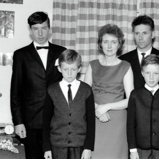 Fjölskyldan á Akurtröðum, talið frá vinstri; Finnur Magni Hinriksson, Þorkell Gunnar Þorkelsson, Marta Kristín Böðvarsdóttir, Þorkell Gunnarsson og Sigurður Þorkelsson.