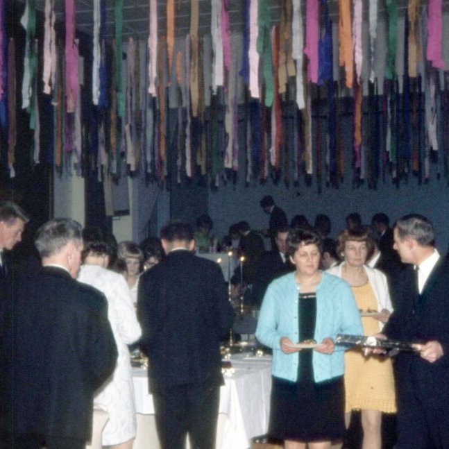 Skemmtun/árshátíð kvenfélagsins í samkomuhúsinu árið 1970.