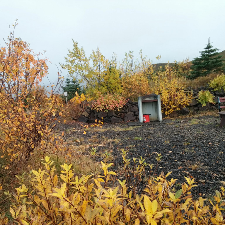 Áningarstaður Skógræktarfélags Eyrarsveitar við Ölkelduveg.
