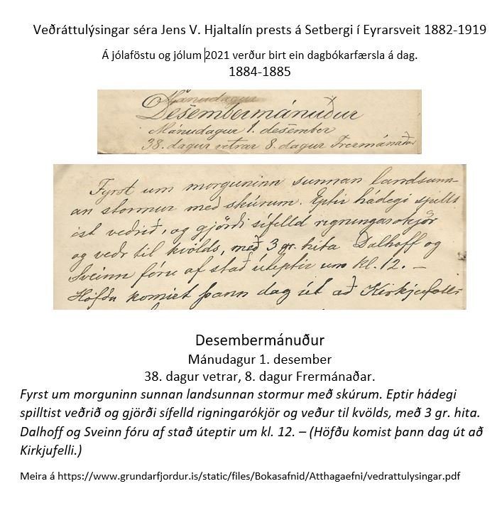 Veðráttulýsingar sr. Jens V. Hjaltalín á jólaföstu 1884.