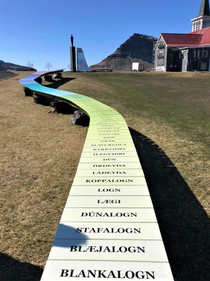 112 orð yfir vind er inntak listaverks Sólrúnar Halldórsdóttur. 
Mynd: SH.