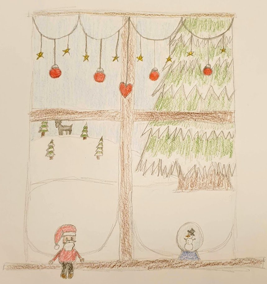 Jólakortamyndin 2021 sem Heiðrún Oddsdóttir teiknaði.