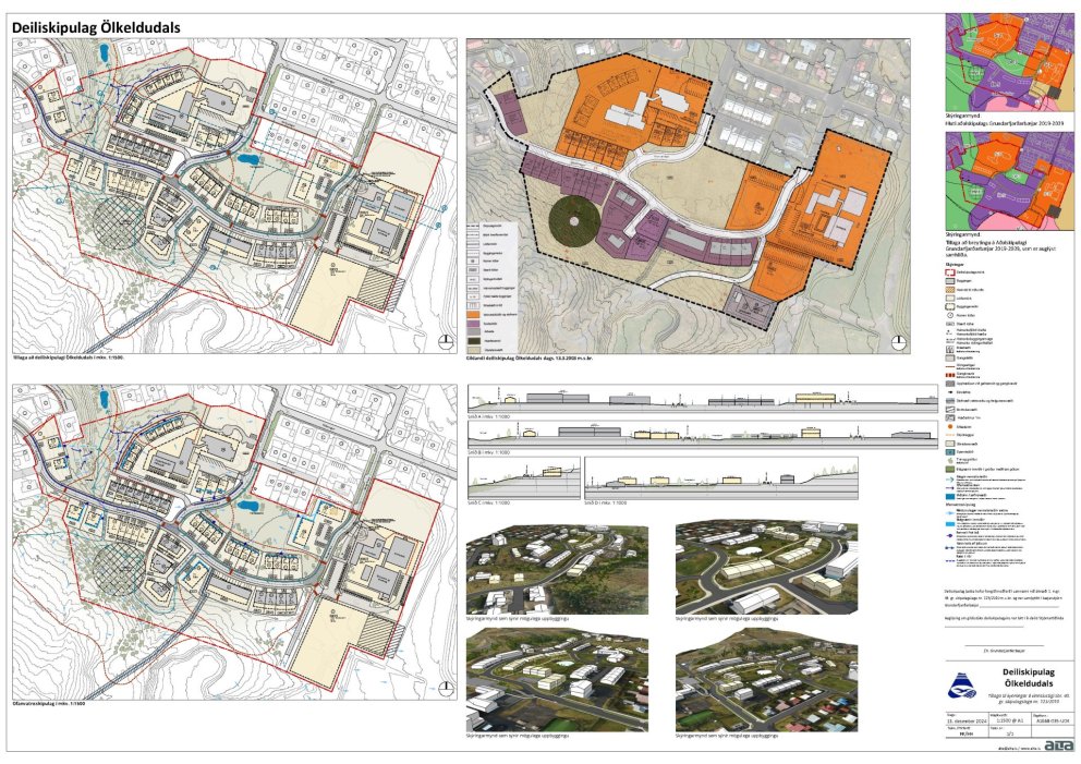 Nýtt deiliskipulag Ölkeldudals, des. 2024. Uppdráttinn má nálgast í tillögugögnum, sjá neðar.