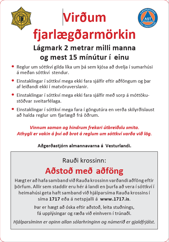 Virðum fjarlægðamörk - orðsending aðgerðastjórnar almannavarna