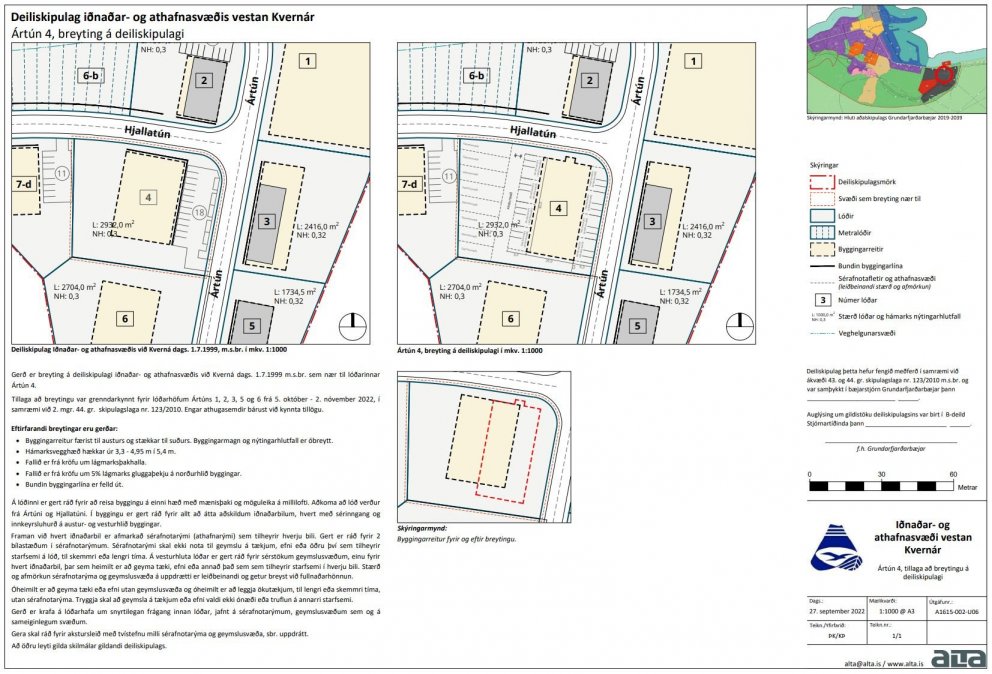 Tilkynning um deiliskipulagsbreytingu