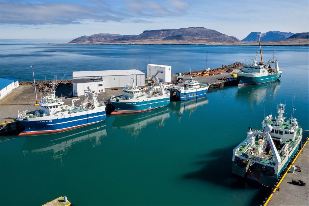 Grundarfjarðarhöfn, 12. maí 2020.  Mynd: Tómas Freyr Kristjánsson.