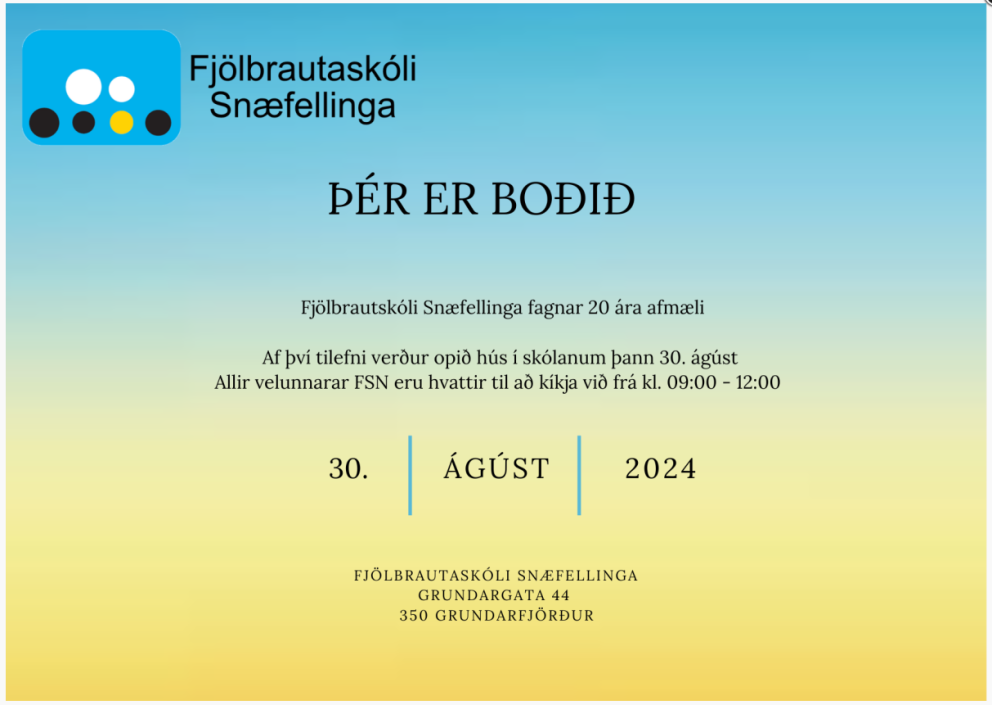 Fjölbrautarskóli Snæfellinga 20 ára