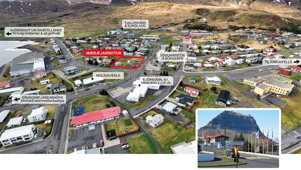 Sýn til Kirkjufells í hjarta Grundarfjarðar