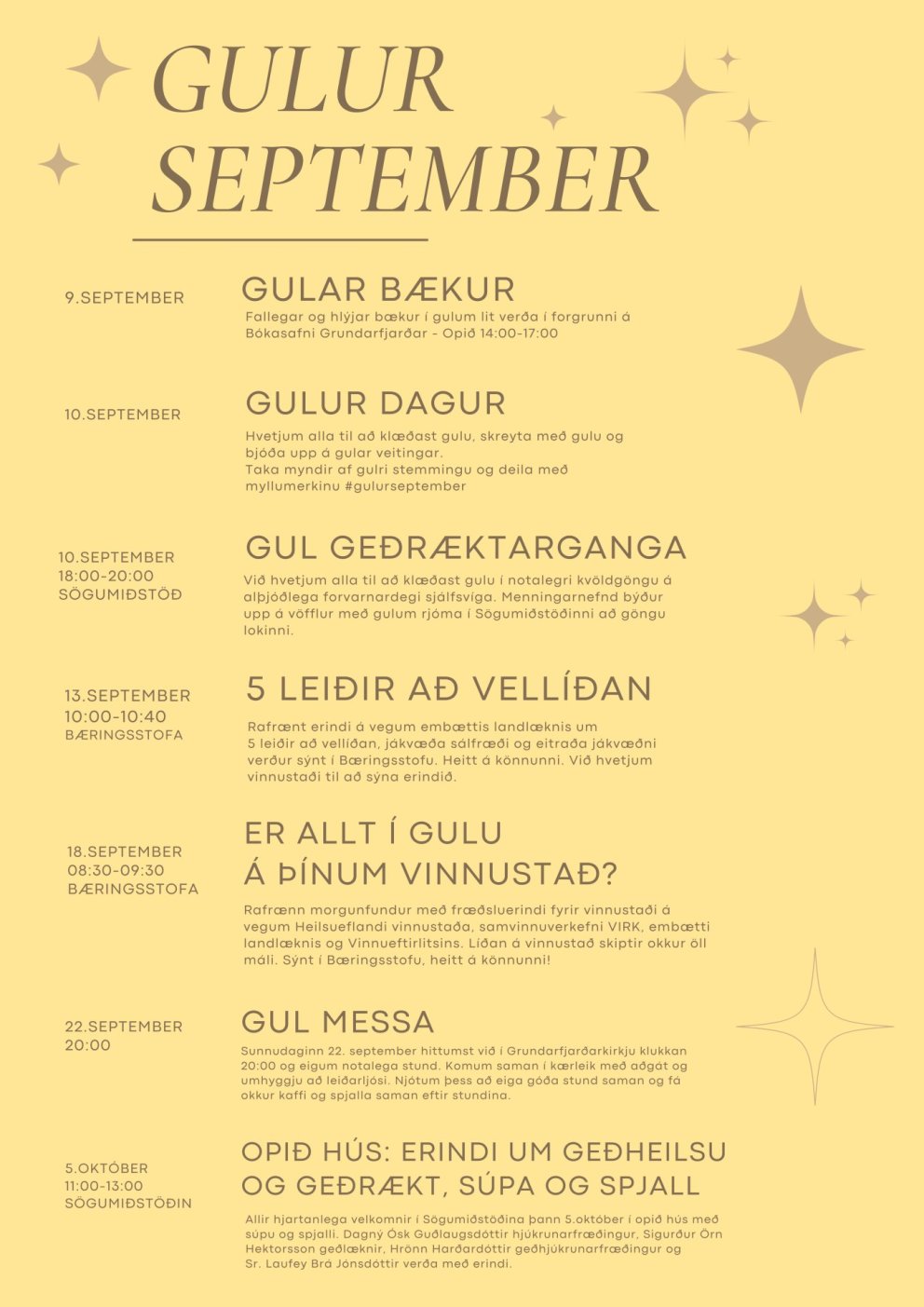 Dagskráin heldur áfram í gulum september