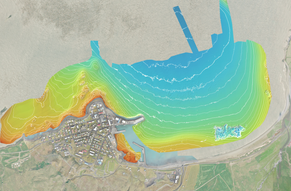 Mynd af botni fjarðarins í vefsjá bæjarins