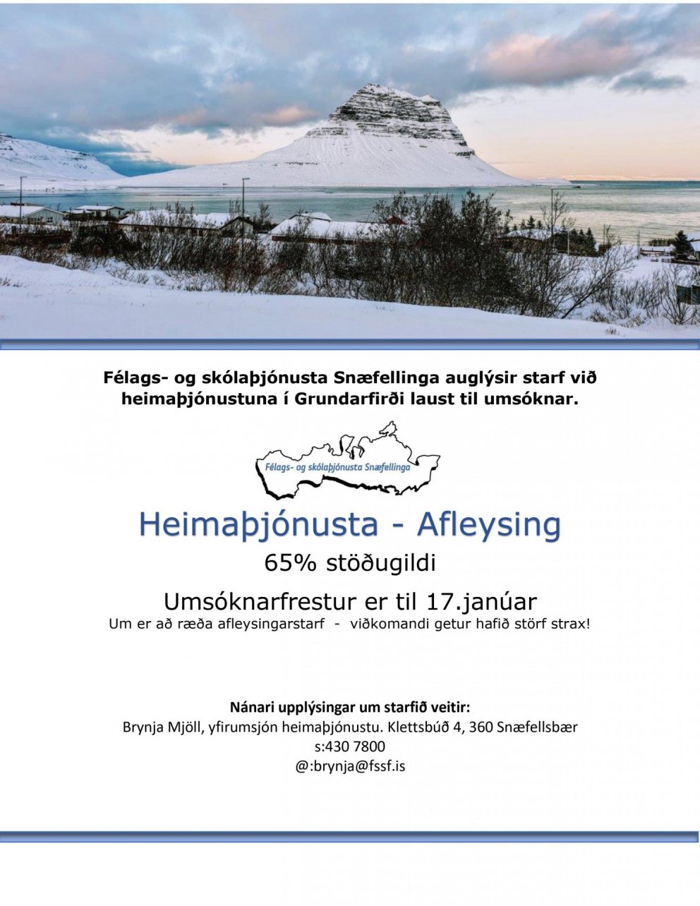 FSS auglýsir starf við heimaþjónustu í Grundarfirði