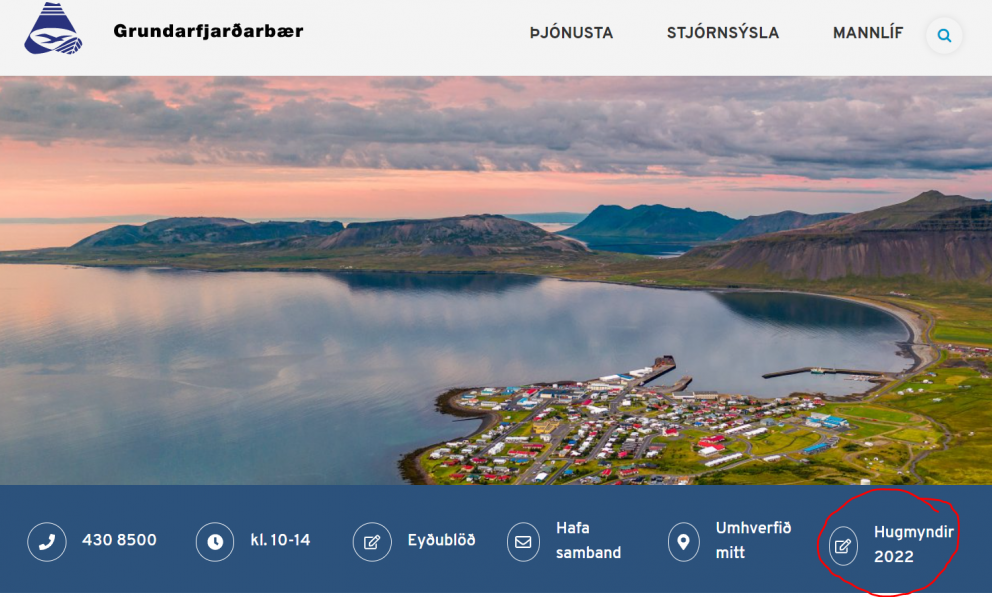 Hnappur á forsíðu bæjarvefs