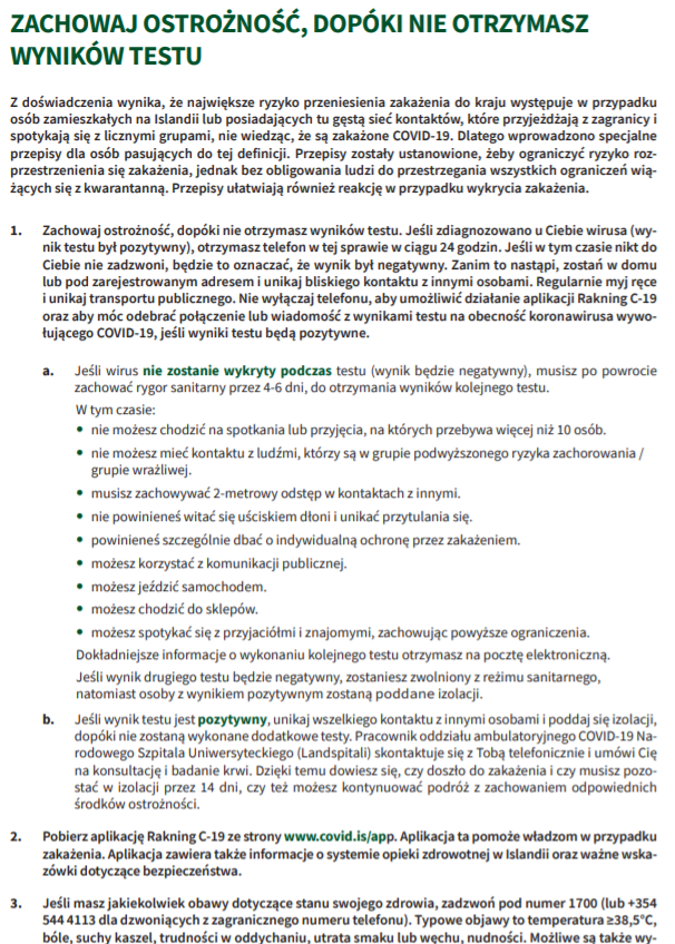 Virðum heimkomusmitgát - Przestrzegajmy wymogów i zachowajmy środki ostrożności po powrocie do Islan…