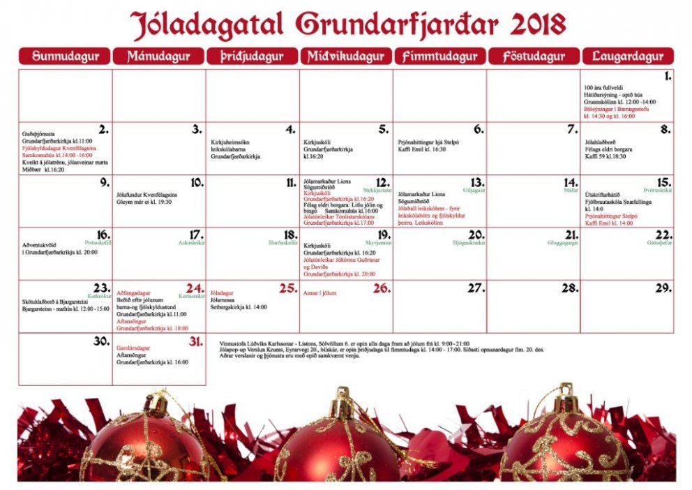 Jóladagatal Grundarfjarðar 2018