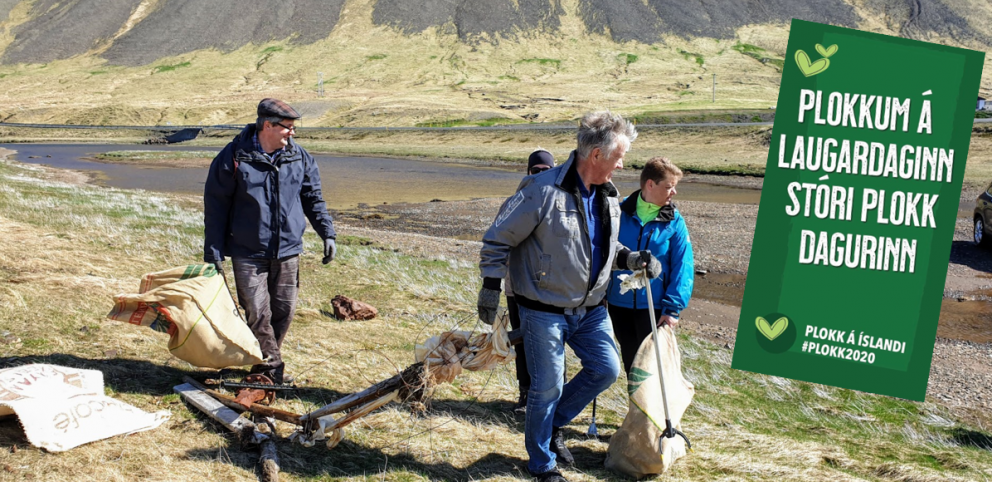 Frá Strandhreinsunardeginum í byrjun maí 2019 - duglegir íbúar að 