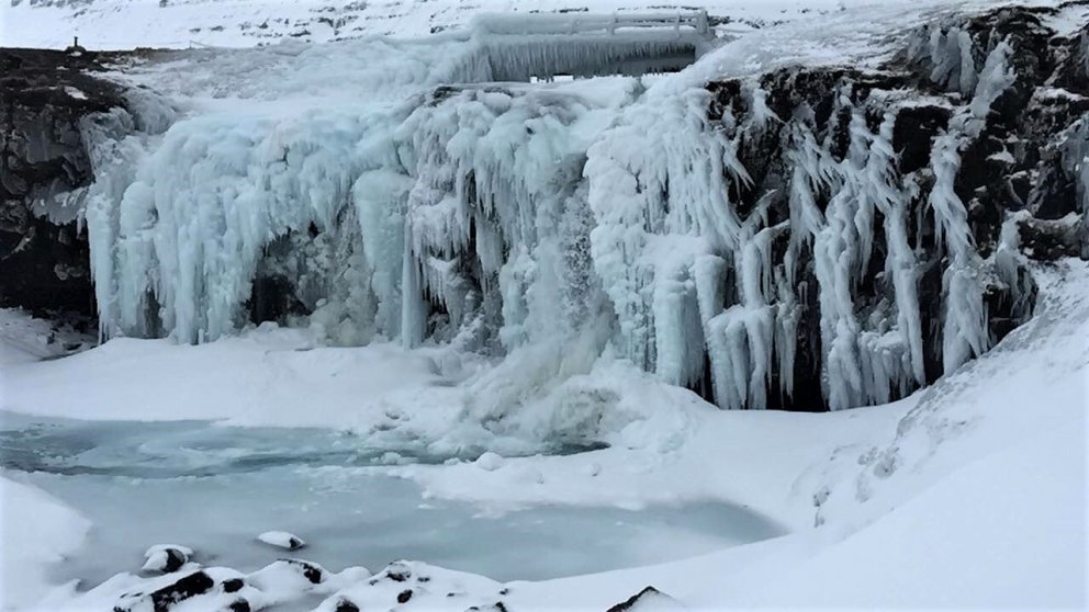 Kirkjufellsfoss, mynd Salbjörg Nóadóttir, 6. apríl 2020.