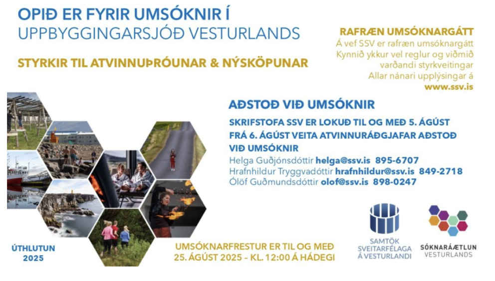 Opið er fyrir umsóknir í Uppbyggingarsjóð Vesturlands