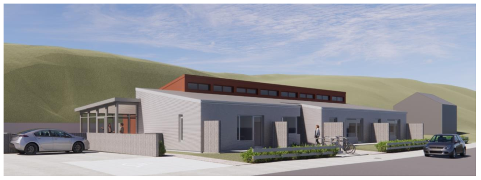 Teikning af fyrirhugaðri nýbyggingu.