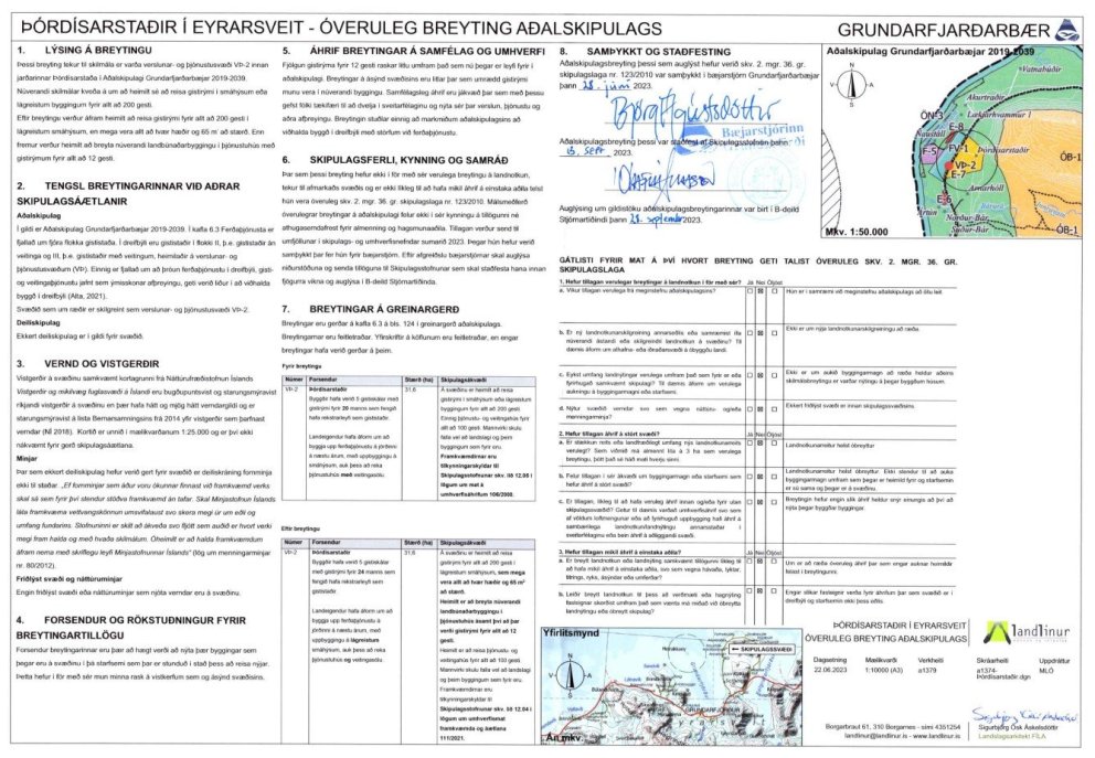 Breyting á aðalskipulagi vegna Þórdísarstaða tekur gildi