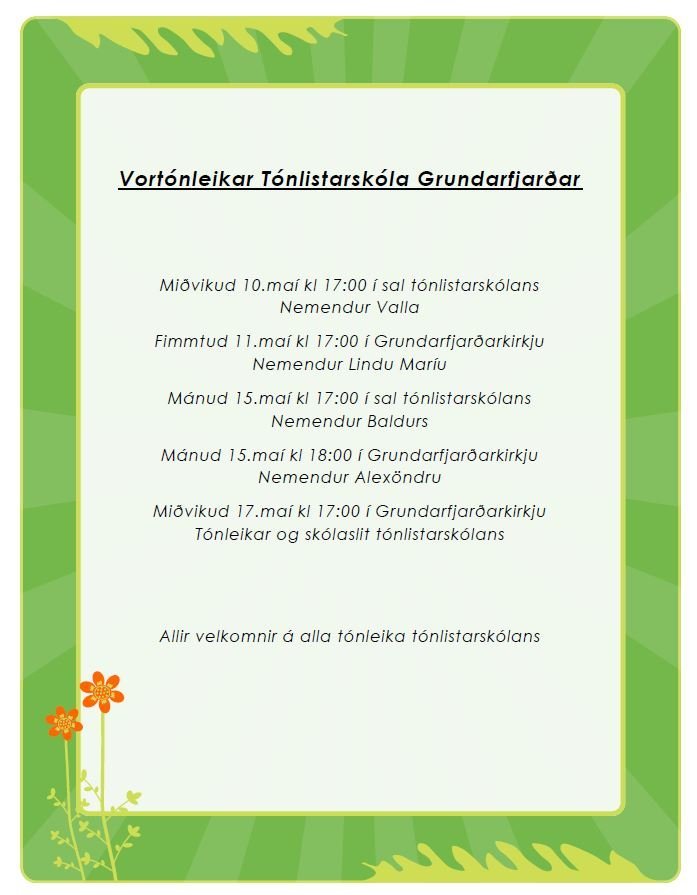 Vortónleikar Tónlistarskóla Grundarfjarðar